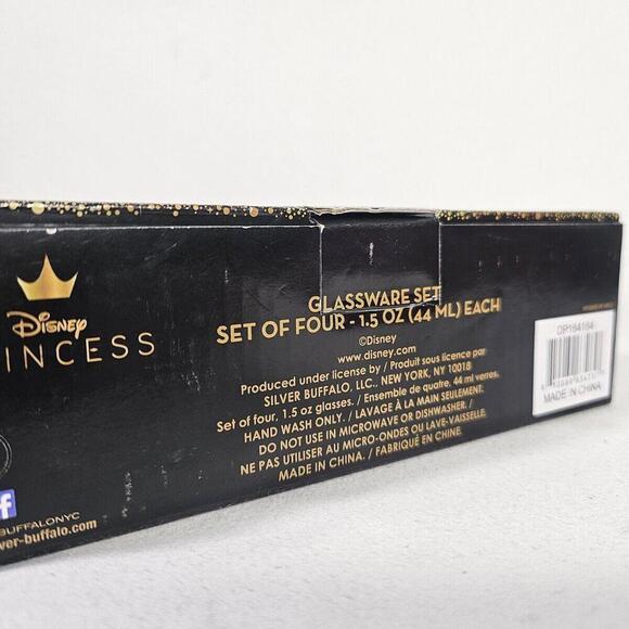 Disney Princess Glassware Set of 4 - 1.5 Oz Shot Glasses Ariel/Belle/Tiana/Cinde - Picture 2 of 4